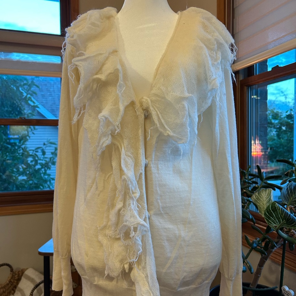 Leifsdottir Cream Ruffled Cardigan